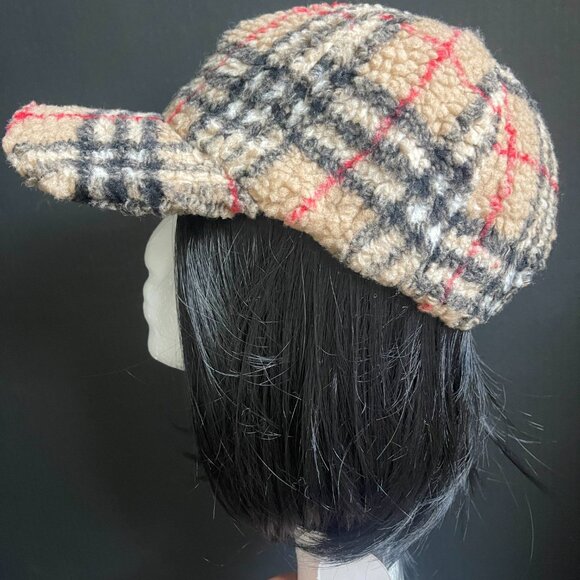 NWT British Style Retro Classic Plaid Baseball Cap hat display picture 2